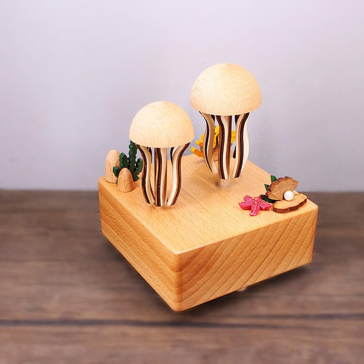 Rechargable Wooden  Electric Music Box-JellyFish