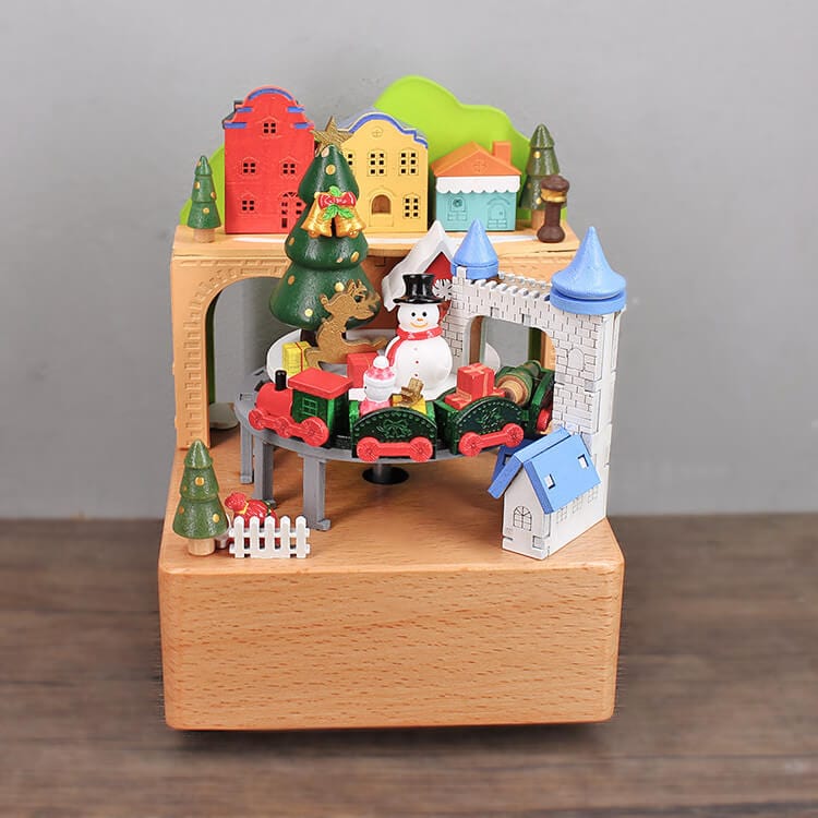 Rechargable Wooden  Electric Music box- Chistmas Train