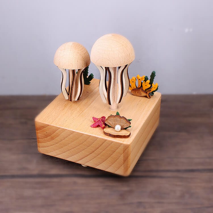 Rechargable Wooden  Electric Music Box-JellyFish