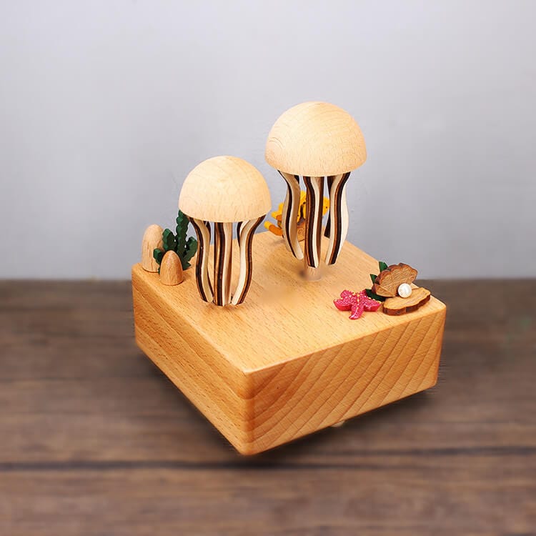 Rechargable Wooden  Electric Music Box-JellyFish