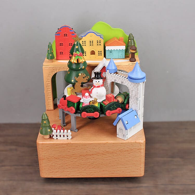 Rechargable Wooden  Electric Music box- Chistmas Train