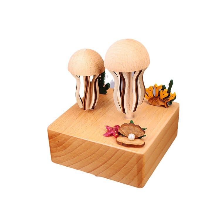 Rechargable Wooden  Electric Music Box-JellyFish